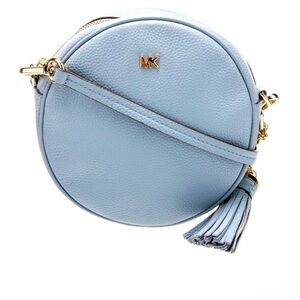 MICHAEL KORS LEATHER CIRCLE CANTEEN CROSSBODY WITH MATCHING CARD HOLDER EUC